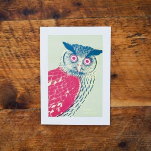 Dusky Eagle-Owl - Archivist Letter Press Card.