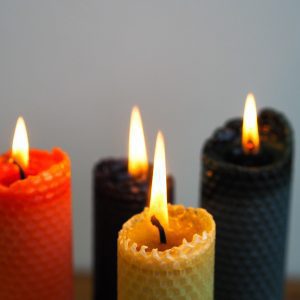 Large Beeswax Taper Candle (Orange)