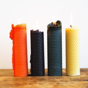 Large Beeswax Taper Candle (Green)