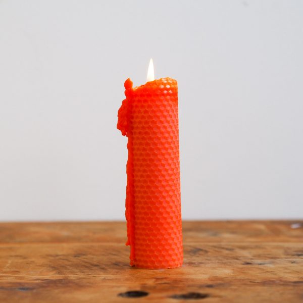 Large Beeswax Taper Candle (Orange)