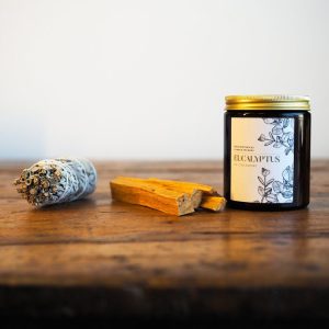 Eucalyptus Scented Candle and Sage Cleansing Gift Box | The Bearded Candle Makers